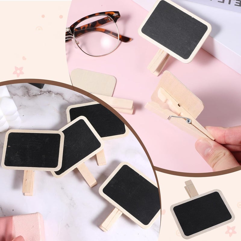 Alrhso 10Pcs Chalk Boards Clips Mini Chalk Board Signs Small Blackboard Clips with Wooden Clip Price Board for Party Buffet Food Name Tags Retangle Message 2.75"*2"/7 * 5cm - Image 4